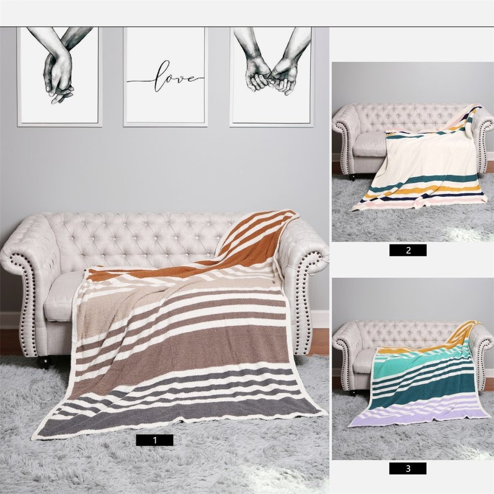 P/S Striped Luxury Soft Throw Blanket·50x60·Super Soft Throw·